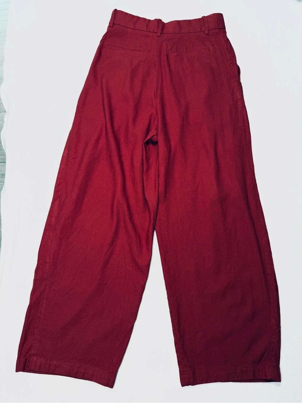 Banana Republic Wide-Leg High-Rise Dress Pants in Crimson Size 4 #2536
